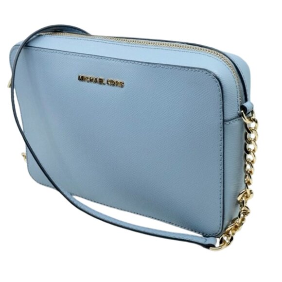 MICHAEL KORS~JET SET EAST WEST BLUE CROSSGRAIN LEATHER CROSSBODY BAG NEAR NEW - Picture 3 of 7